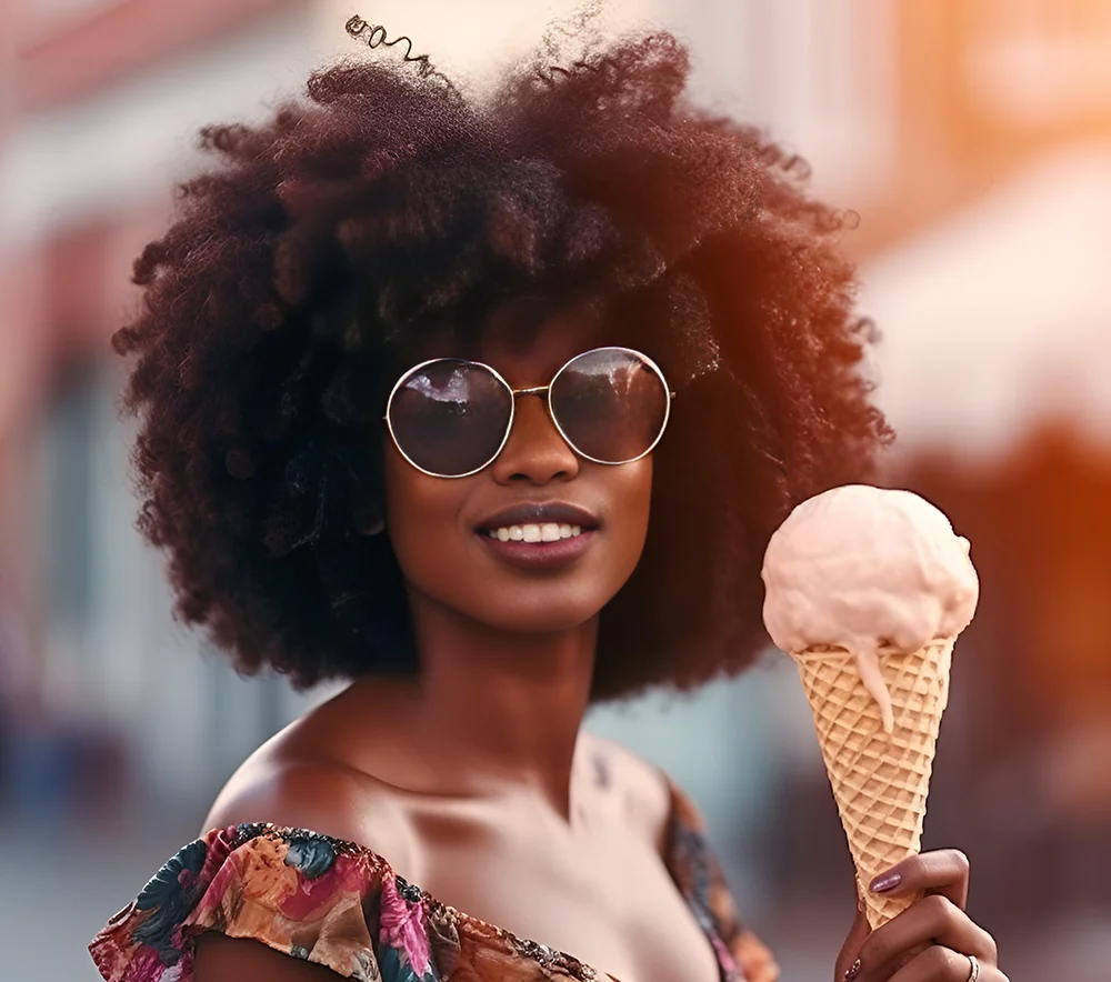 woman eating an ice cream cone